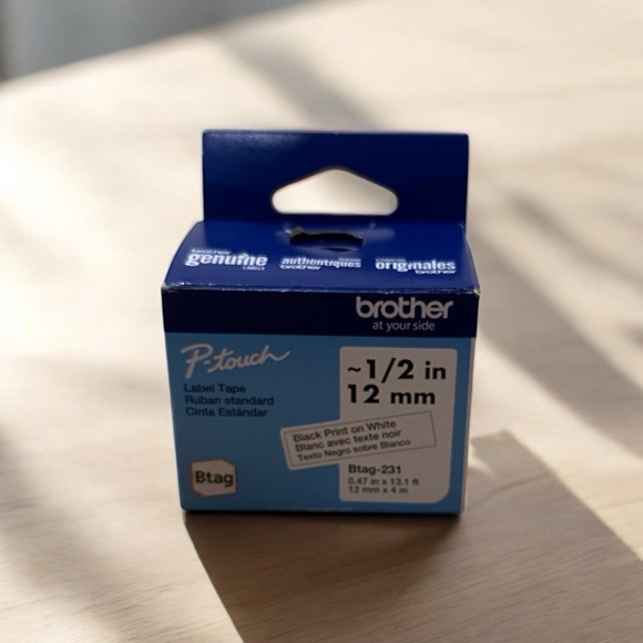 Brother 1/2" 12mm Black on White TZe P-Touch Tape PT-2430PC PT2430PC Label Maker - Picture 4 of 4